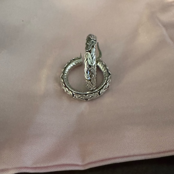 Sterling silver small Byzantine hoop earrings - Picture 2 of 4